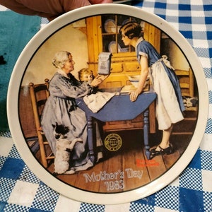 Voeg twee kopjes liefde moeders dag norman rockwell knowles 1983 collector plate q21