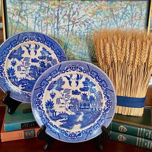 Blue Willow Plates Vintage Japan