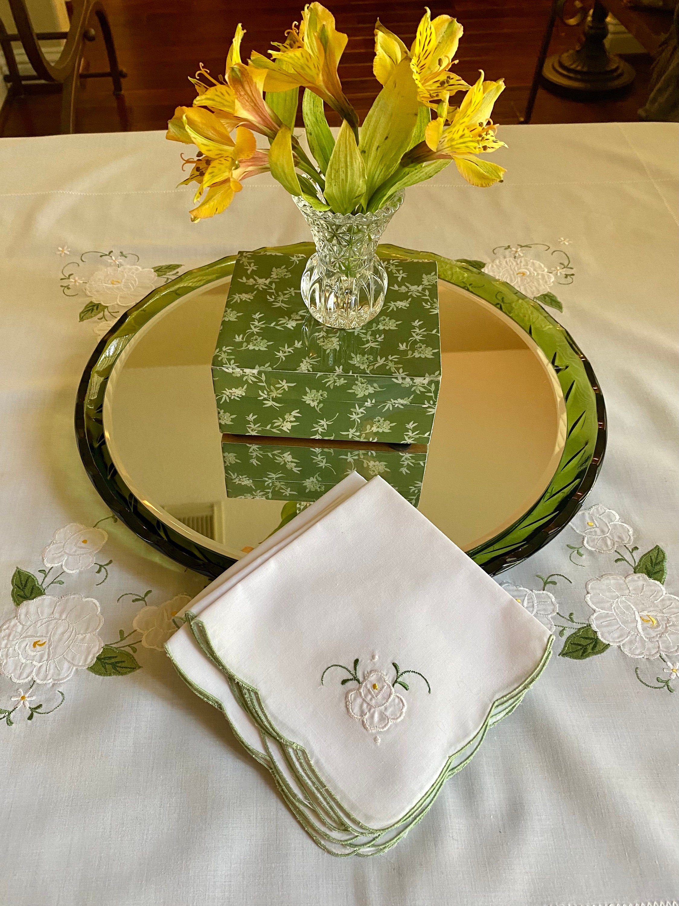 Embroidered tablecloth and napkins Etsy