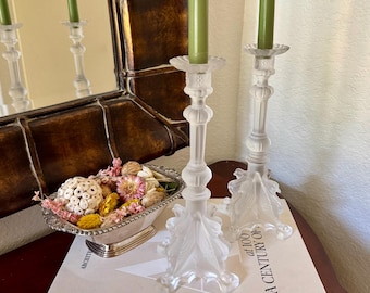 Val St Lambert "Manchester" Candlesticks