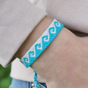 Handmade Turquoise Greek Wave Friendship Bracelet: Boho Braided Band