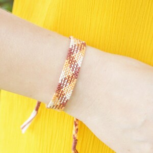 Woven Macrame Bracelet: Brown Orange Boho Friendship Cuff