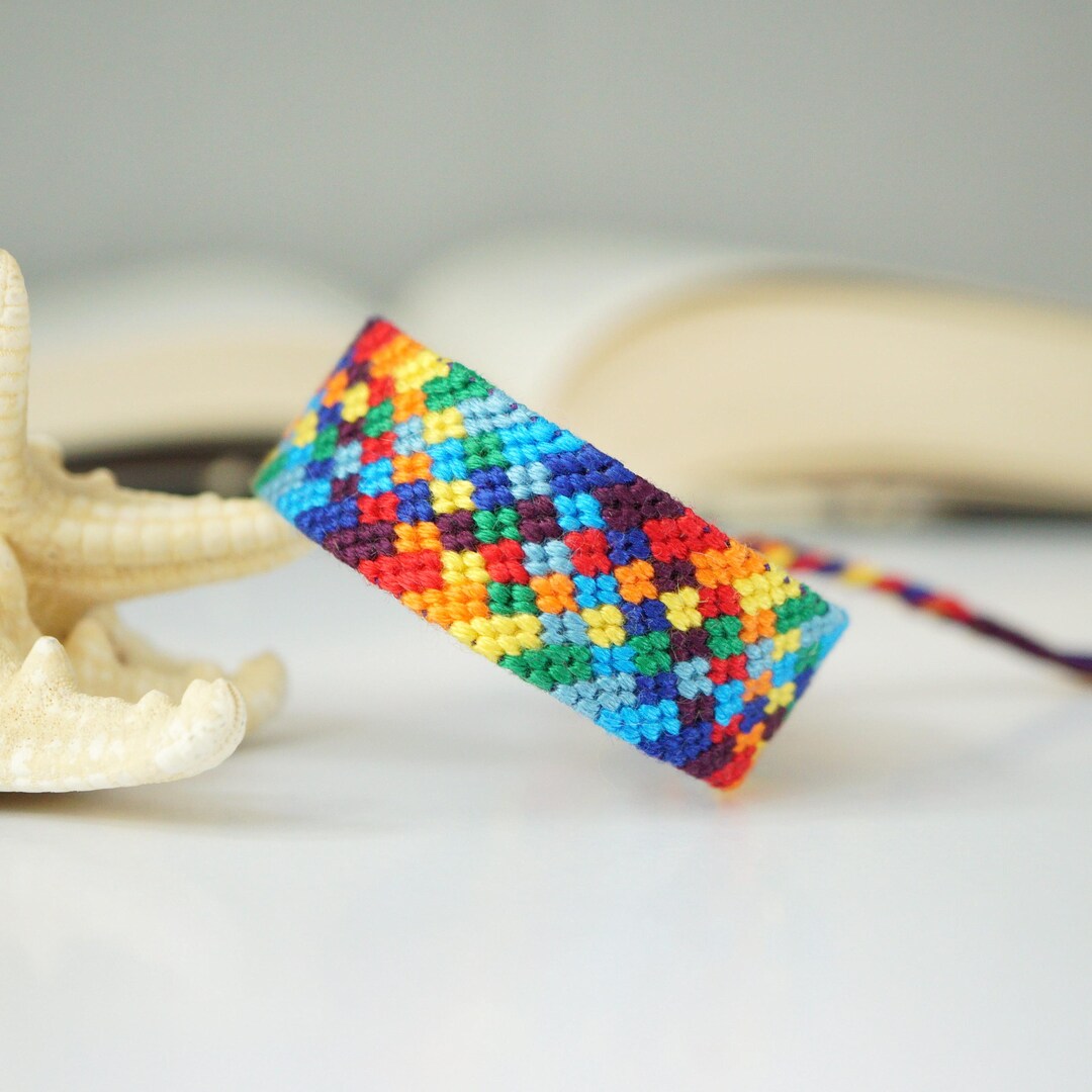 Rainbow Friendship Bracelet – Handmade Woven Cotton Wristband, Colorful ...