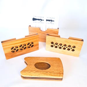 Porta tarjetas de presentación personalizado hecho a mano, accesorio de escritorio de madera, regalo para ella, estuches modernos de madera para tarjetas de presentación, elegante regalo personalizado para él