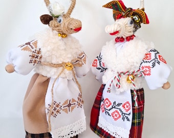 Goat folk home decor doll mascot gift idea for the New Homeowner folk doll amulet for home and family Ukrainian handmade dolls goat talisman