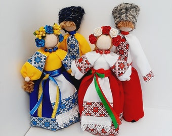 Gift decorative Ukrainian folk dolls in national clothes, Ukrainian ethnic dolls in motanka style Ukrainian handmade Cossack dolls gift idea