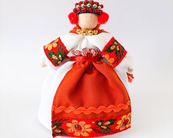 Handmade Ukrainian folk doll in motanka style, Whimsical kitchen decor, Keepsake jar gift for her