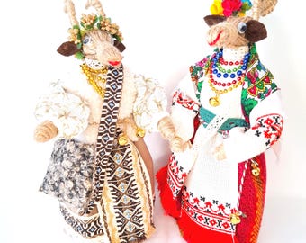 Handcrafted housewarming gift folk goat doll amulet bring home and family Blessings adorable goat talisman doll for a lucky new homeowner