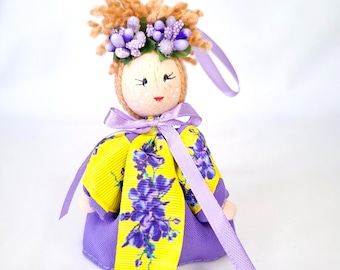 Charming handmade Ukrainian doll lavender scented car air freshener, home air freshener, womans favourite doll ornament with lavender sachet