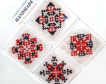 Handcrafted Ukrainian embroidery magnets for boards Ukrainian folk art inspired handmade unique refrigerator magnets for housewarming gifts