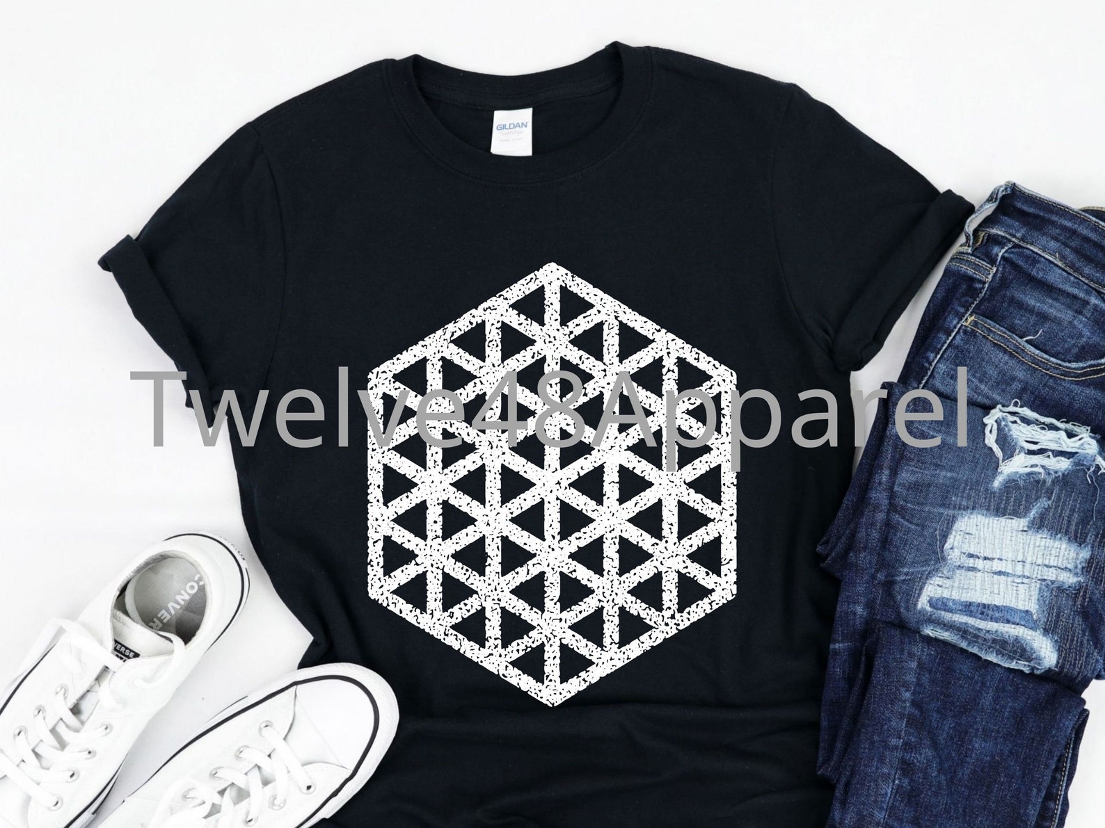 Hexagon Shirt Geometric Tee Polygon Tshirt Minimalist Etsy