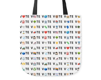 Vote Emoji Canvas Tote Bag - Voting Rights Tote Bag