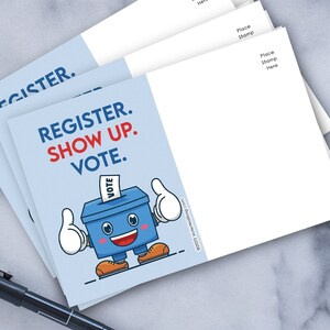 Voter Postcards - Register & Show Up - Blank 4x6 Voter Postcards