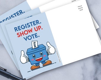 Voter Postcards - Register & Show Up - Blank 4x6 Voter Postcards