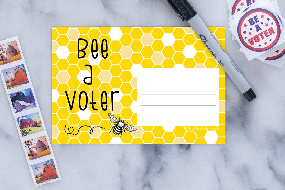 Bee A Voter Postcard - Blank Postcards for Voters - Etsy