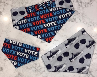 Vote Blue Reversible Dog Scrunchie Bandana | Collab with @WinstonAndWills