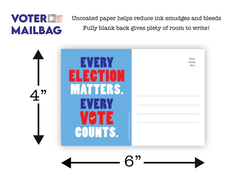 Every Election Matters Voter Postcards Blank 4x6 Voter Postcards image 3