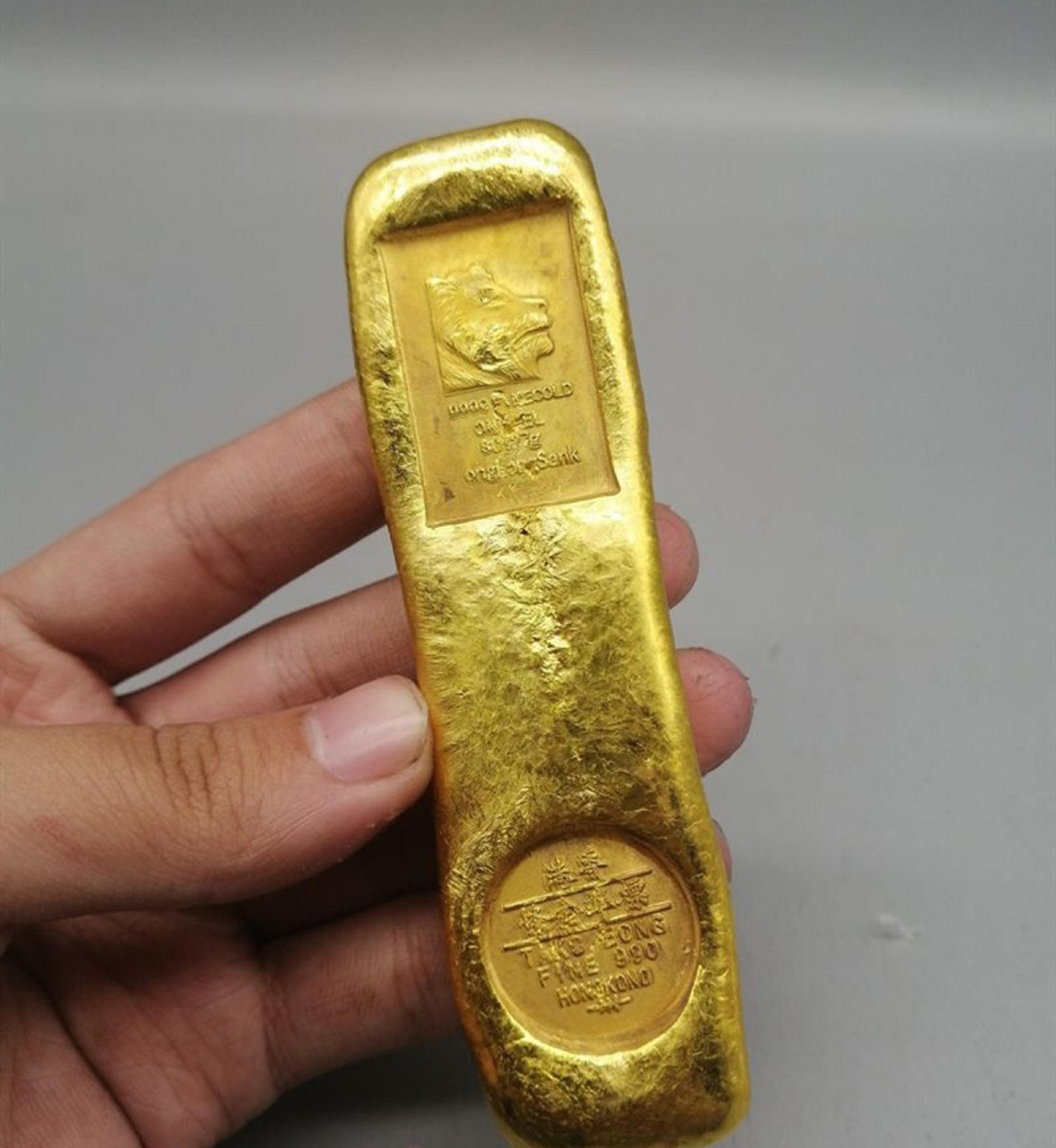 Fake gold bar Hongkong lion Collection Copper Gold brick gift | Etsy