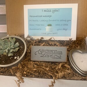 Tu me manques succulent coffret cadeau ton choix bois bloc signe vanille bougie étain et carte personnalisée- Veuillez lire la description