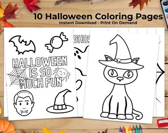Halloween Coloring Pages for Kids Printable Halloween Witch - Etsy