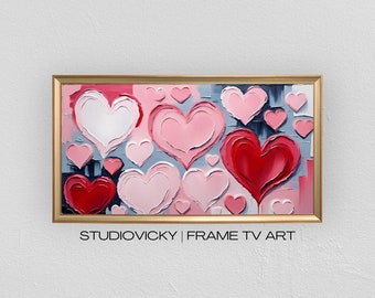 Hearts Frame TV Art Painting V2 | Valentines Tv Frame Art | 4k Frame Tv Art | TV Frame Art | Heart Desktop Wallpaper | Frame Tv Art Hearts