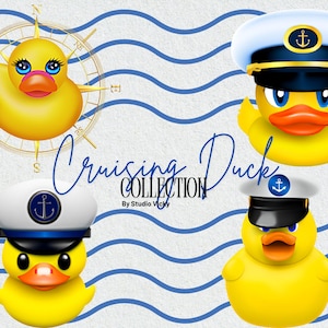 Cruising Duck Clipart PNG Cruise Decoration Rubber Duck Craft Illustration Ducky Designs for Mug Captain Duck Shirt for Family Vacation