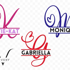 Corações Divididos Monograma Alfabeto SVG, PNG, JPG, Pdf, Monograma de Letra Dividida, 26 Alfabeto, Letras de Monograma de Coração, Desenhos Png para Artesanato