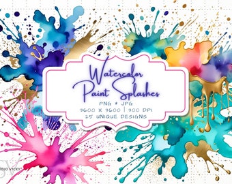 Watercolor Color Splash PNG, Watercolor Splash Clipart, Ink Watercolor, Paint Splatter png, Abstract Clipart | Instant Download PNG and JPG