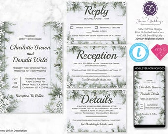 Winter Wonderland Wedding Invitation Suite