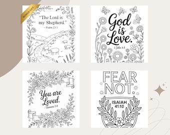 Dibujos florales cristianos para colorear: Versículos bíblicos (Descarga PDF V1)