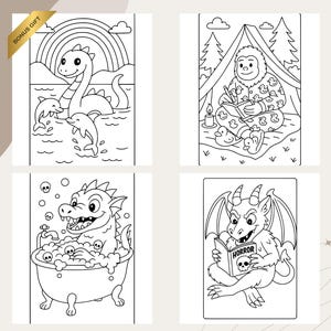 Kawaii Cryptid Coloring Pages: Cozy Goth Legends (PDF Printable Set