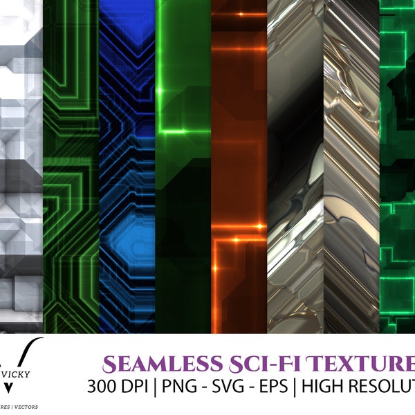Seamless Sci-Fi Textures, Seamless Texture Pack, Science Clipart, Tiling Textures