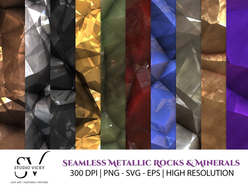 Seamless Metallic Rocks and Minerals - Etsy