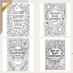 Floral Bible Verse Coloring Pages: Christian Scripture Art (PDF Download)