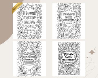 Páginas para colorear con versículos bíblicos florales: Arte bíblico cristiano (Descarga PDF)