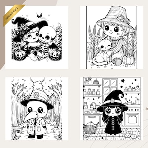 Spooky Cuties Coloring Book: Cozy Halloween Characters (PDF Download)
