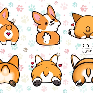 Paquete de imágenes prediseñadas de trasero de Corgi, Corgi PNG, Pembroke Corgi PNG, Corgi PNG, Trasero de perro PNG, Trasero esponjoso PNG, Diseños PNG de perro para manualidades