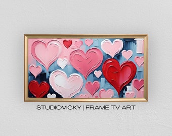 Hearts Frame TV Art Painting | Valentines Tv Frame Art | 4k Frame Tv Art | TV Frame Art | Heart Desktop Wallpaper | Frame Tv Art Hearts