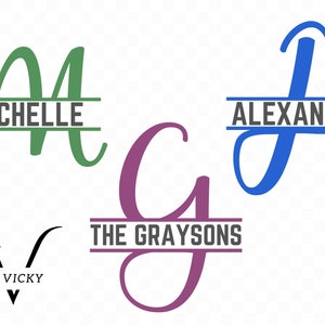 Split Letter Monogram Alphabet: 28 PNG, JPG, & PDF Designs (Digital Download)