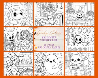 Spooky Cuties: Halloween Coloring Book - 56 Kawaii Pages (PDF)