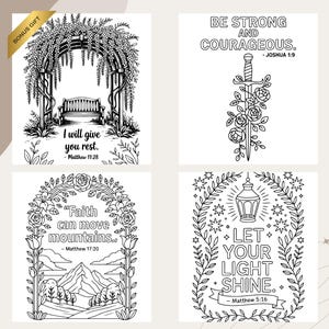 Floral Christian Bible Verse Coloring Pages: Sunday School Activity (PDF Pattern V2)