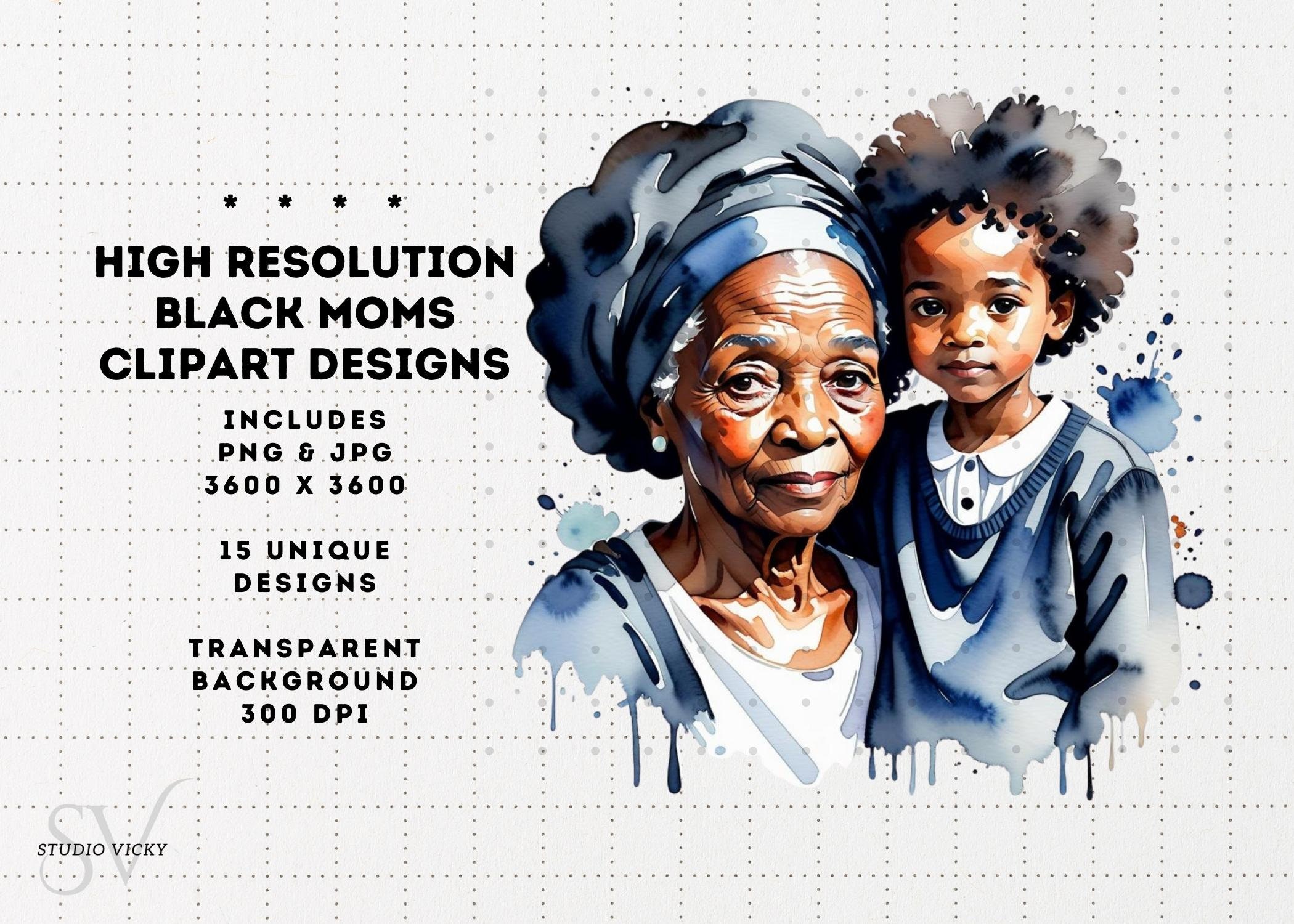 Black Mother's Day Clipart Black Mother and Daughter Art, Black Mother ...