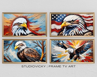 American Bald Eagle Frame TV Art Set | Sunset Tv Frame Art | 4k Frame Tv Art | TV Frame Art | Frame Tv Art Nature | Patriotic Art Collection