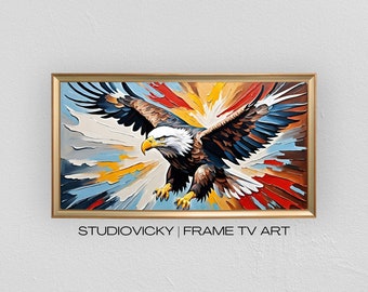 Soaring Bald Eagle Frame TV Art Painting | Sunset Tv Frame Art | 4k Frame Tv Art | TV Frame Art | Frame Tv Art Nature | Eagle Home Decor