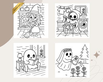 Spooky Cuties Coloring Book: Cozy Halloween Kawaii Pages (PDF Download)