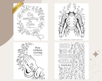 Páginas para colorear con versículos bíblicos florales: Actividad cristiana para la escuela dominical (Descarga PDF V3)