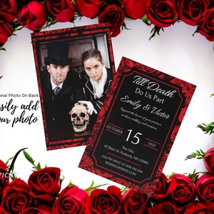 Gothic Rose Wedding Invitation Template, Instant Download, Canva Template, Customizable Wedding Invitation, DIY Wedding Invitations image 2