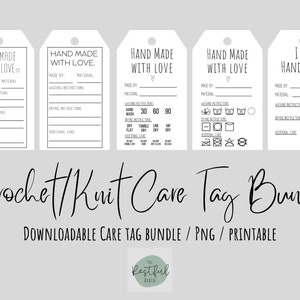 Care Instructions For Crochet And Knit Items Bundle / Instruction cards / PDF / Instant Download