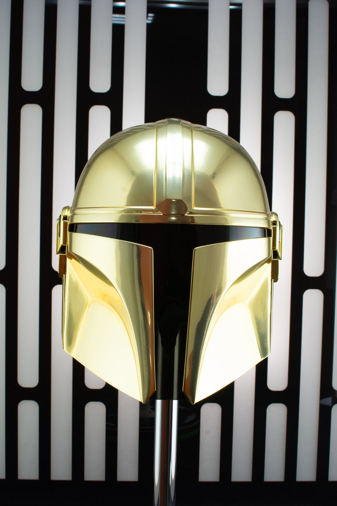 Star Wars Mandalorian Helmet Gold Chrome Wearable Replica Etsy