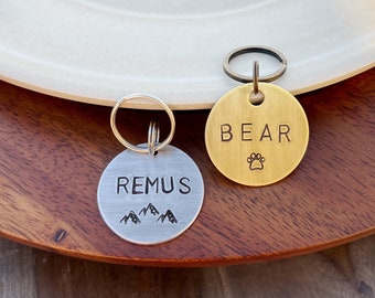 Dog ID tag, Dog tag for large dogs, Custom tag for dogs, Hand stamped dog tag, Simple dog ID tag, Dog name tag